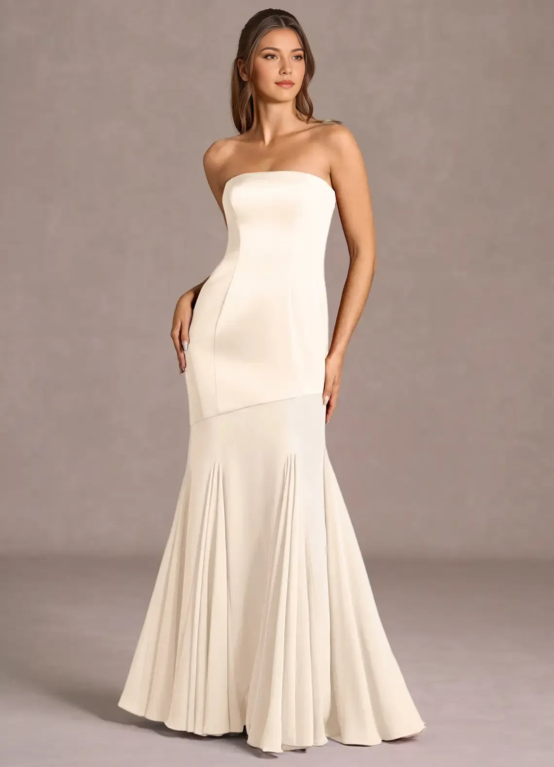 Elegant Trumpet Strapless Convertible Strap Open Back Floor Length For Ladies Prom Dress
