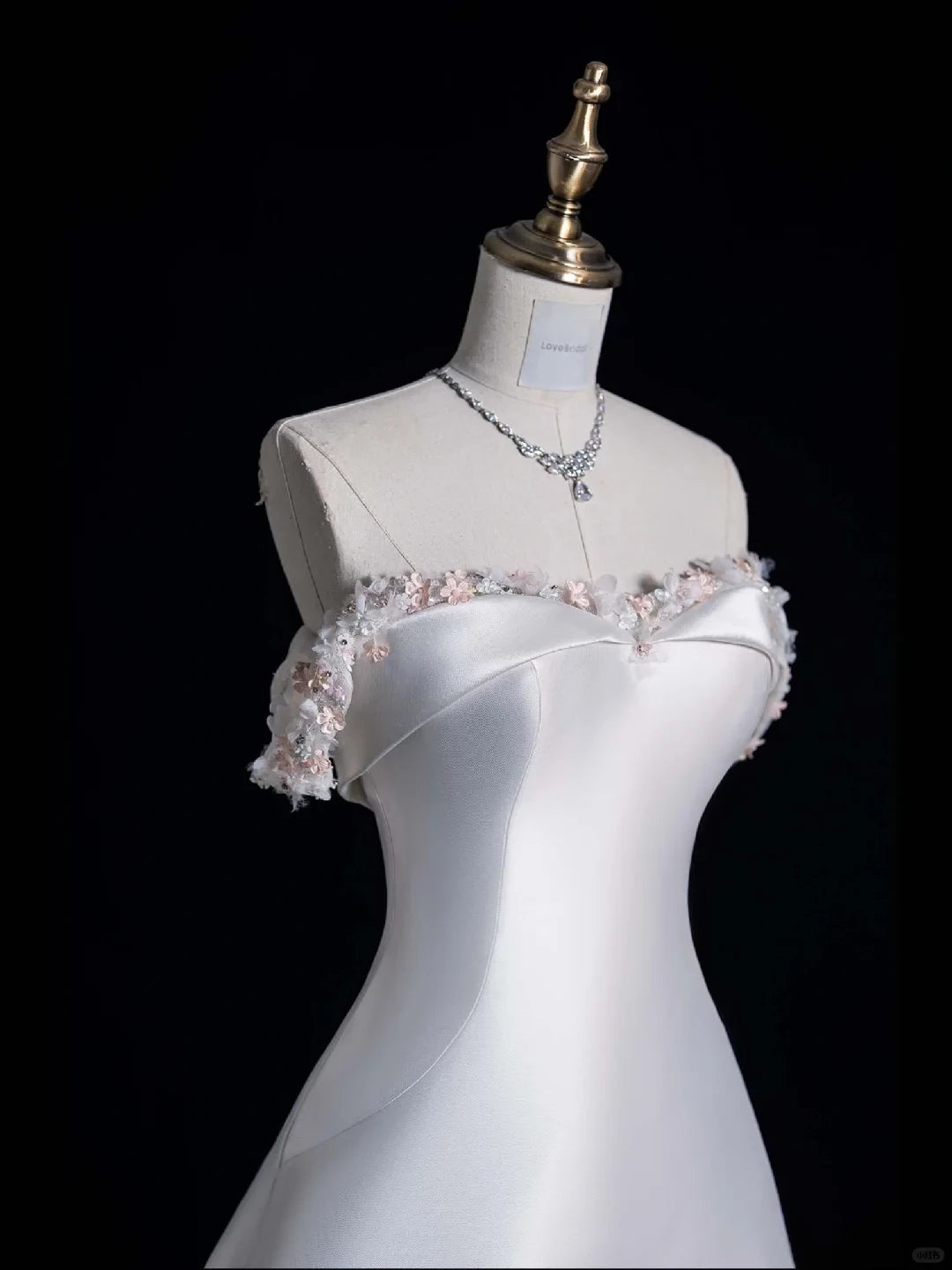 Elegant A Line Spaghetti Strap Beaded White Sleeveless Off-the-shoulder Satin Floor length Wedding Dress Prom Dress Cocktail Dress Homecoming Dress Evening Dress Party Dress