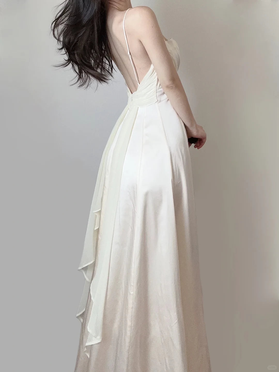 Elegant Ivory Spaghetti Straps A-Line Vintage Long Prom Dress Party Dress Cocktail Dress Homecoming Dress Evening Dress