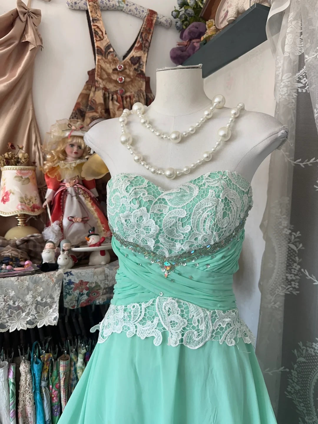 Elegant Mint Green Applique Sweetheart Strapless A-Line Long Prom Dress Party Dress Cocktail Dress Homecoming Dress Evening Dress
