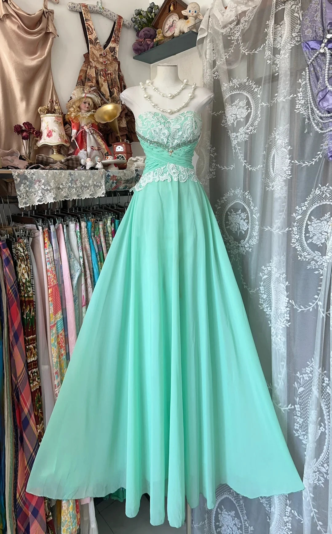 Elegant Mint Green Applique Sweetheart Strapless A-Line Long Prom Dress Party Dress Cocktail Dress Homecoming Dress Evening Dress