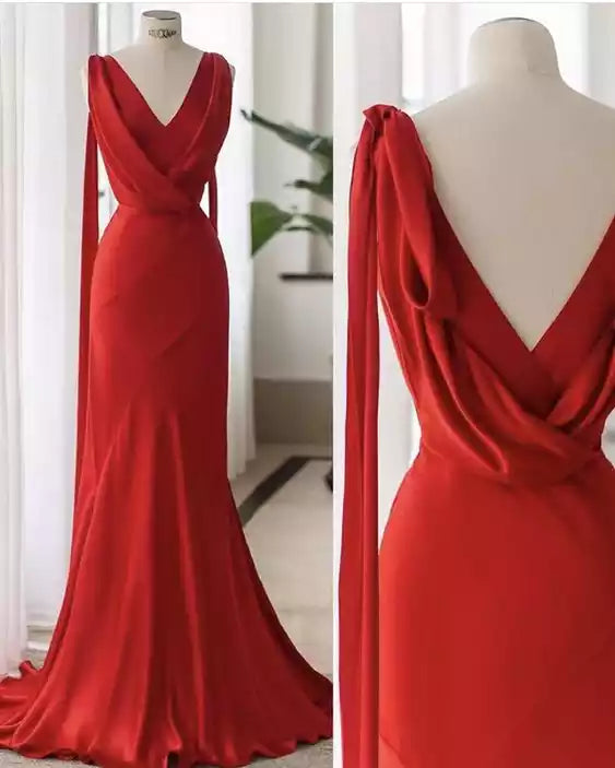 Elegant Red Floor Length Party Prom Dress Evening Dresses