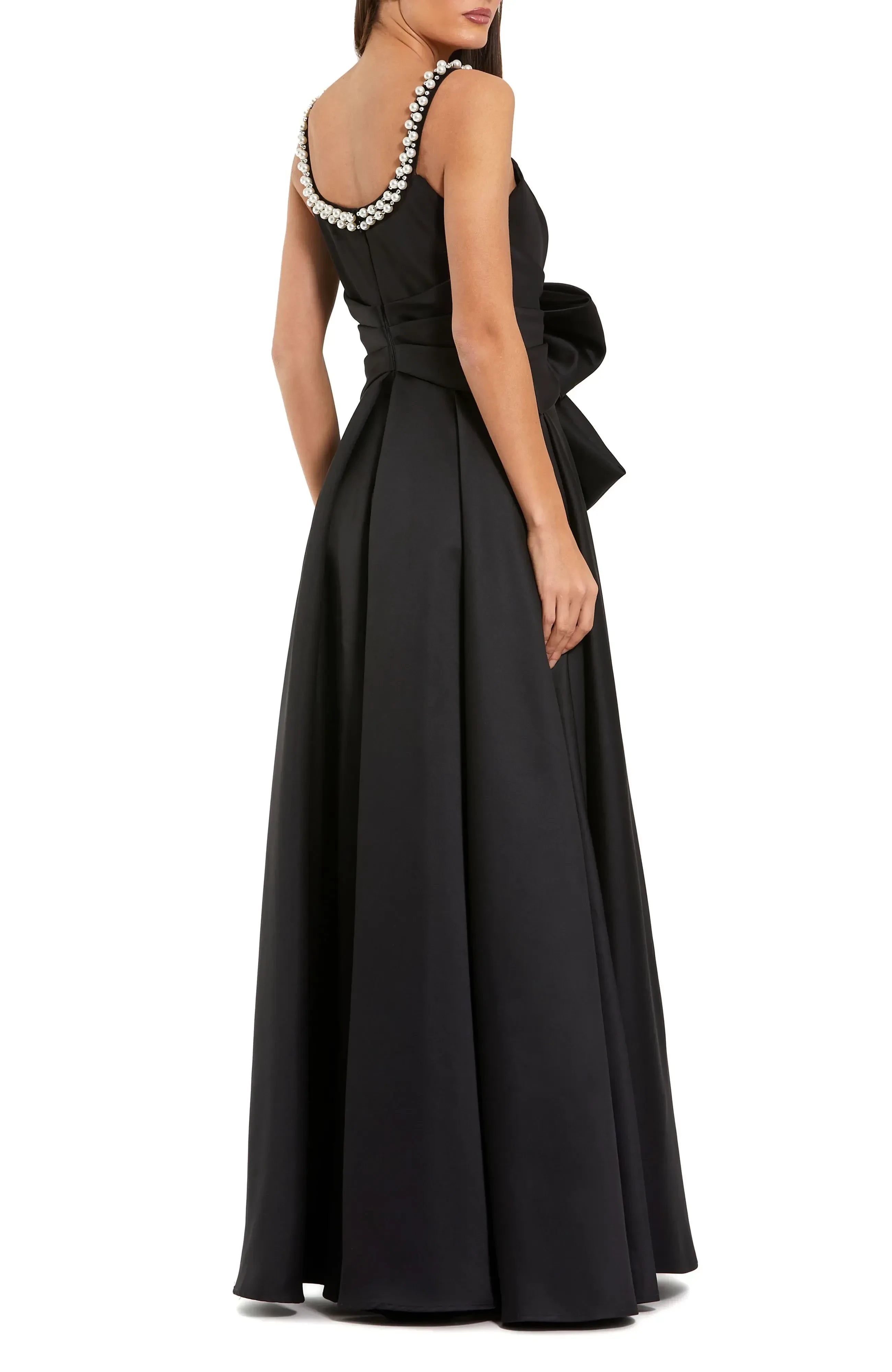 Enchanting A Line Beaded Neck Sleeveless Bow Back Floor Length Evening Dress