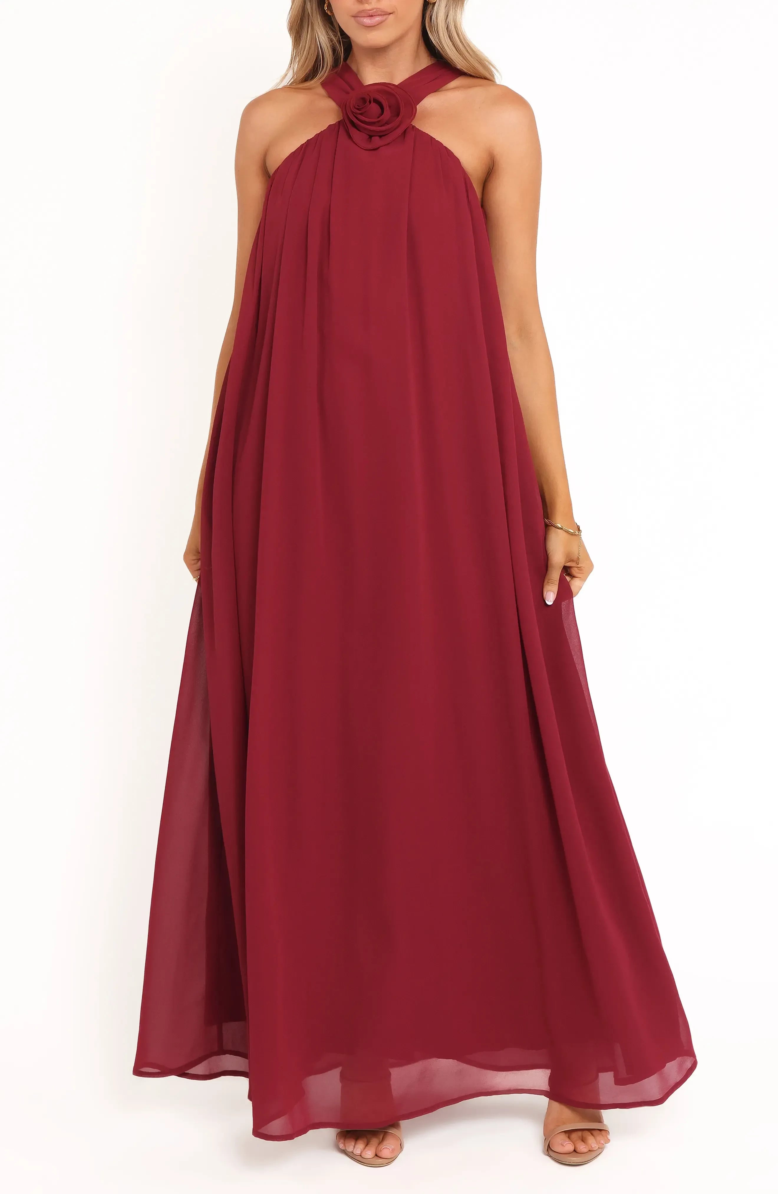 Enchanting A Line Halter Neck Sleeveless Zipper Back Floor Length Evening Dress