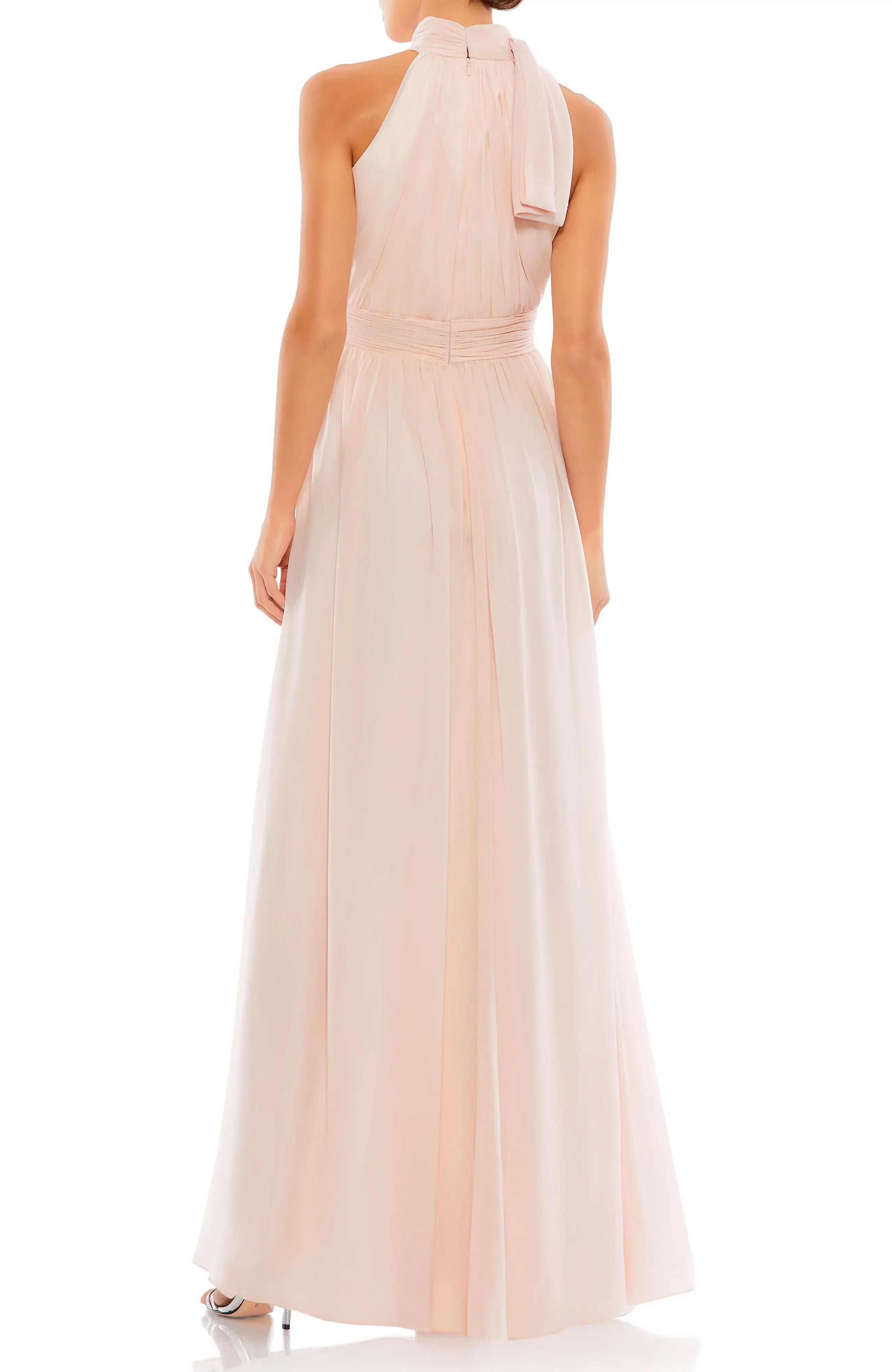 Enchanting A Line High Neck Sleeveless Keyhole Back Floor Length Evening Dress