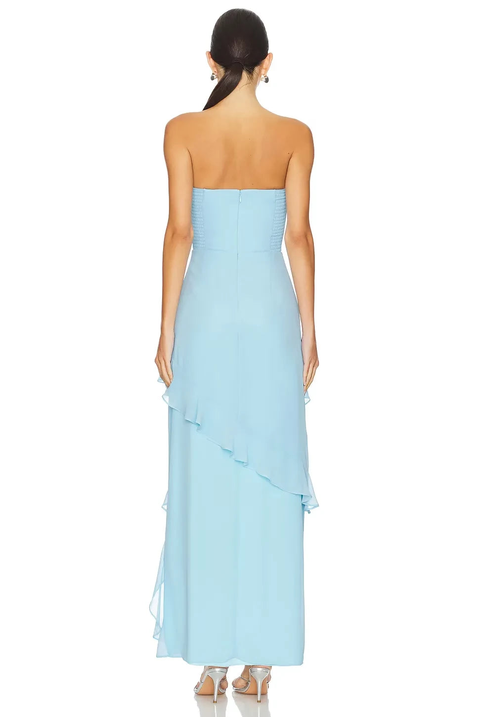 Enchanting A Line Strapless Sleeveless Open Back High Low Evening Dress