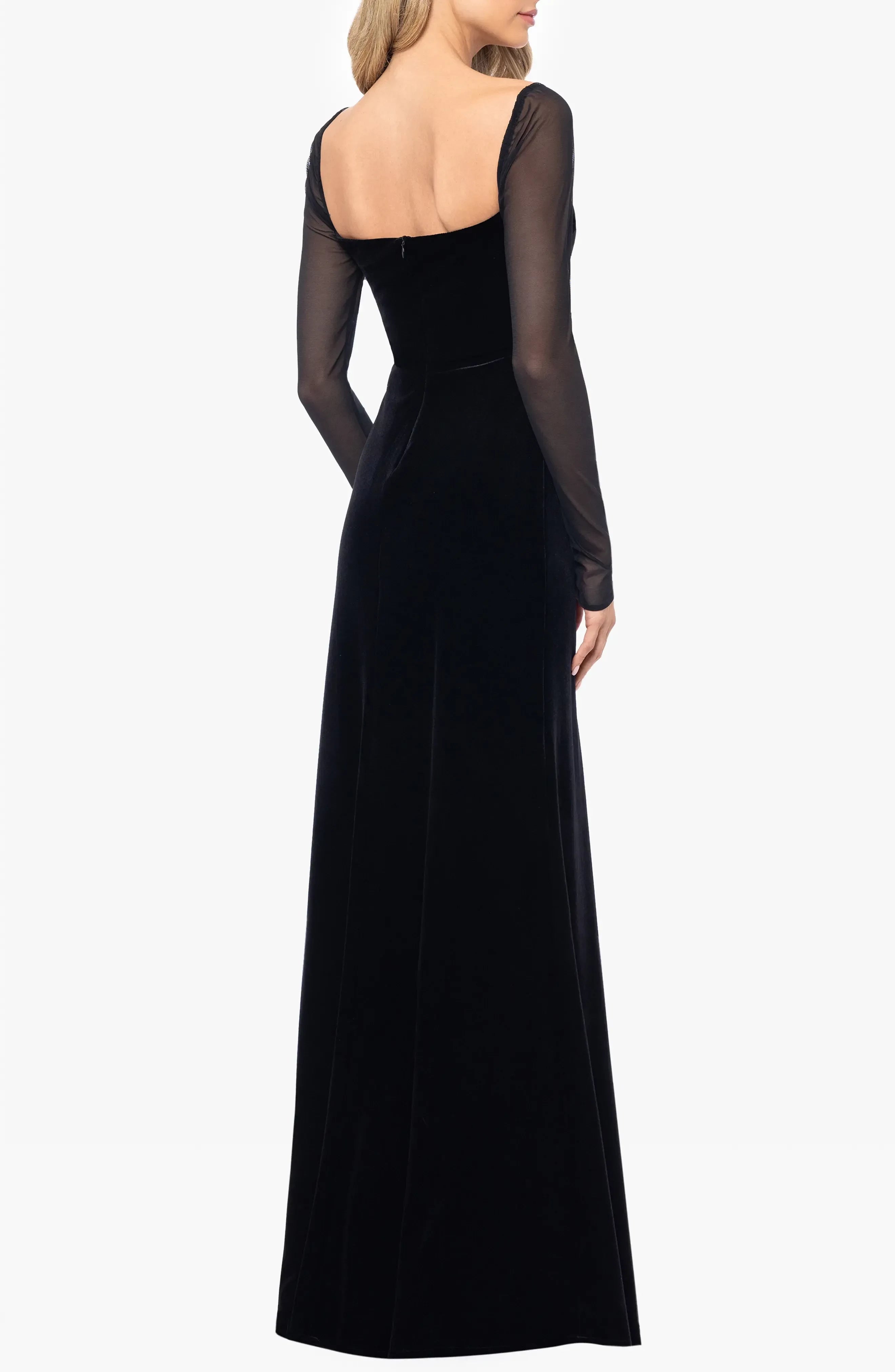 Enchanting A Line Sweetheart Neck Sheer Long Sleeve Zipper Back Floor Length Evening Dress
