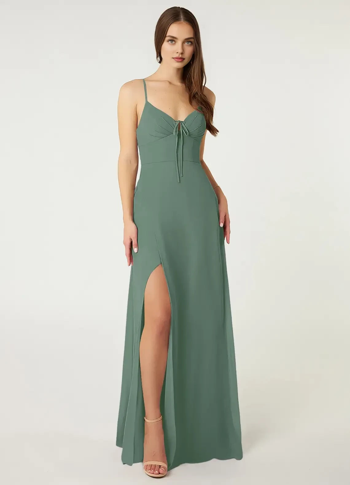 Enchanting A Line Sweetheart Neck Spaghetti Strap Cut Out Back Floor Length Bridesmaid Dress