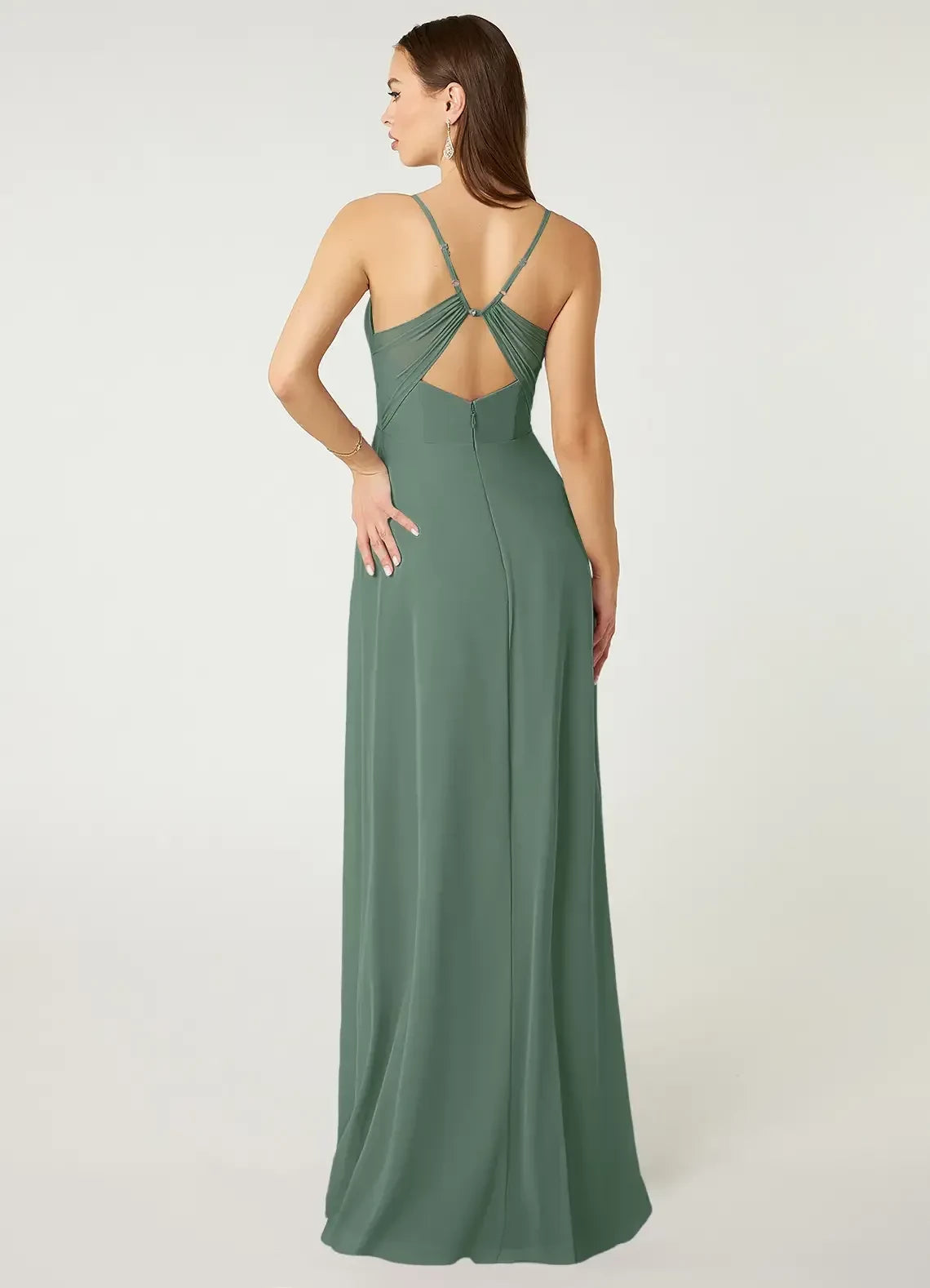 Enchanting A Line Sweetheart Neck Spaghetti Strap Cut Out Back Floor Length Bridesmaid Dress