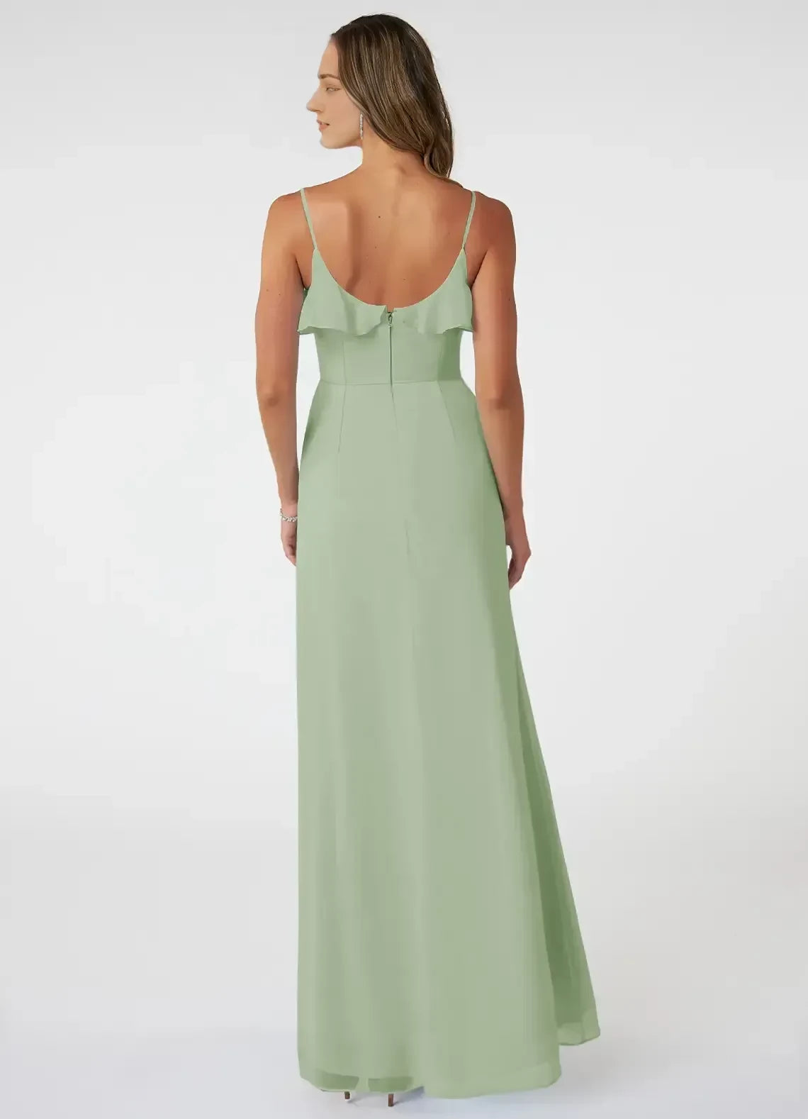 Enchanting A Line Sweetheart Neck Spaghetti Strap Ruffled Back Floor Length Bridesmaid Dress