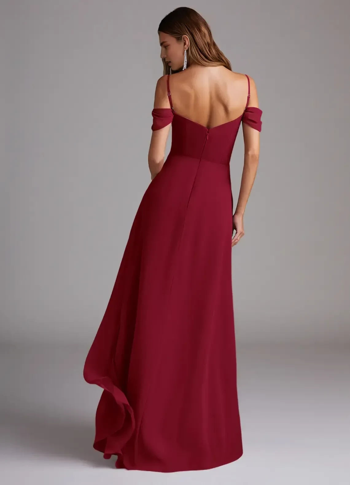 Enchanting A Line Sweetheart Off Shoulder Strap Back Floor Length Bridesmaid Dress