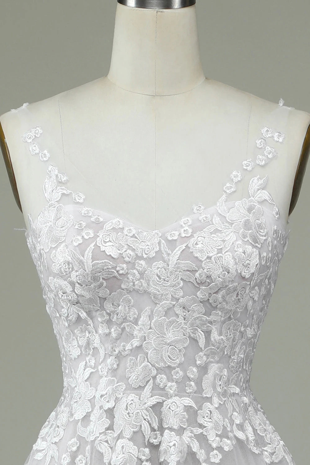 Enchanting A Line V Neck Sleeveless Open Back Maxi Wedding Dress