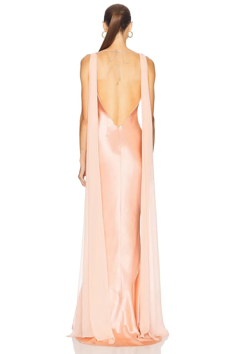 Enchanting Mermaid Boat Neck Sleeveless Cape Back Floor Length Evening Dress