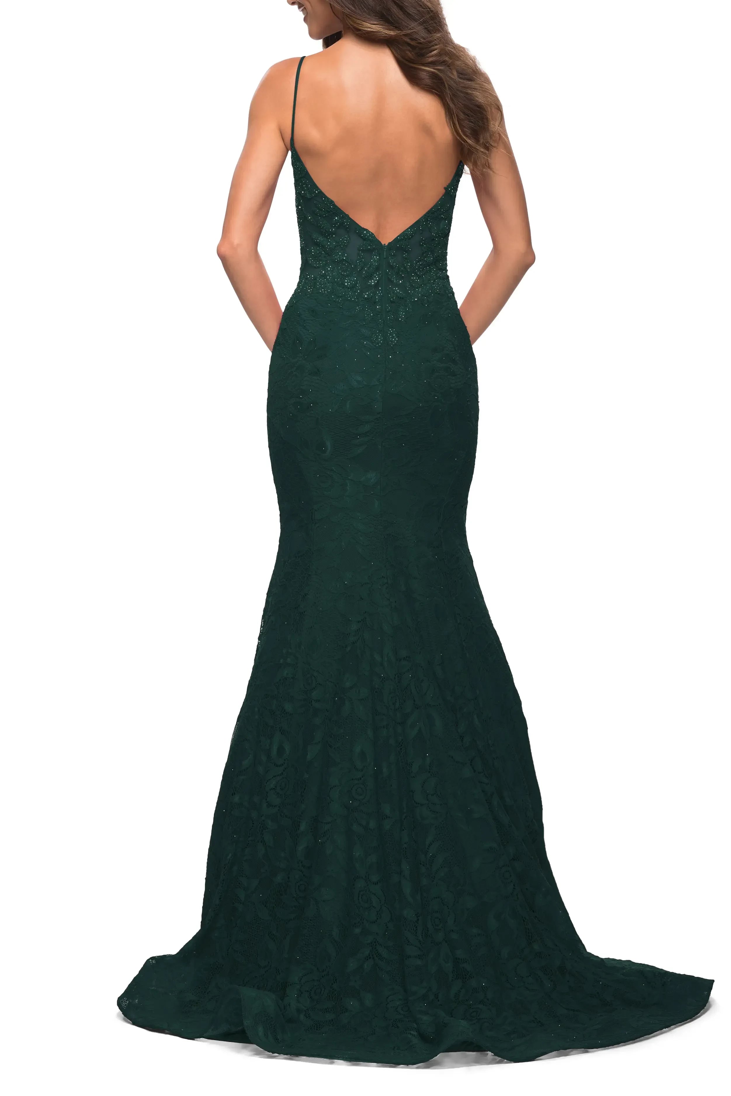 Enchanting Mermaid Plunging Neckline Sleeveless Open Back Floor  Length Evening Dress