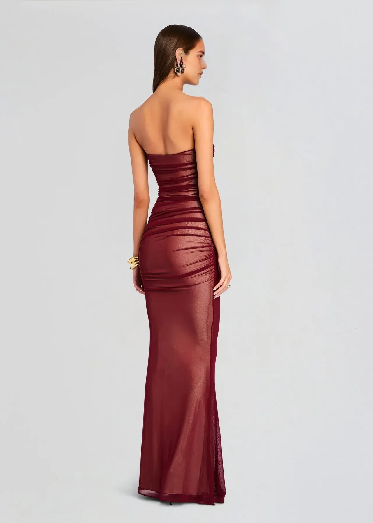 Enchanting Mermaid Strapless Sleeveless Ruched Back Floor Length Plus Size Evening Dress