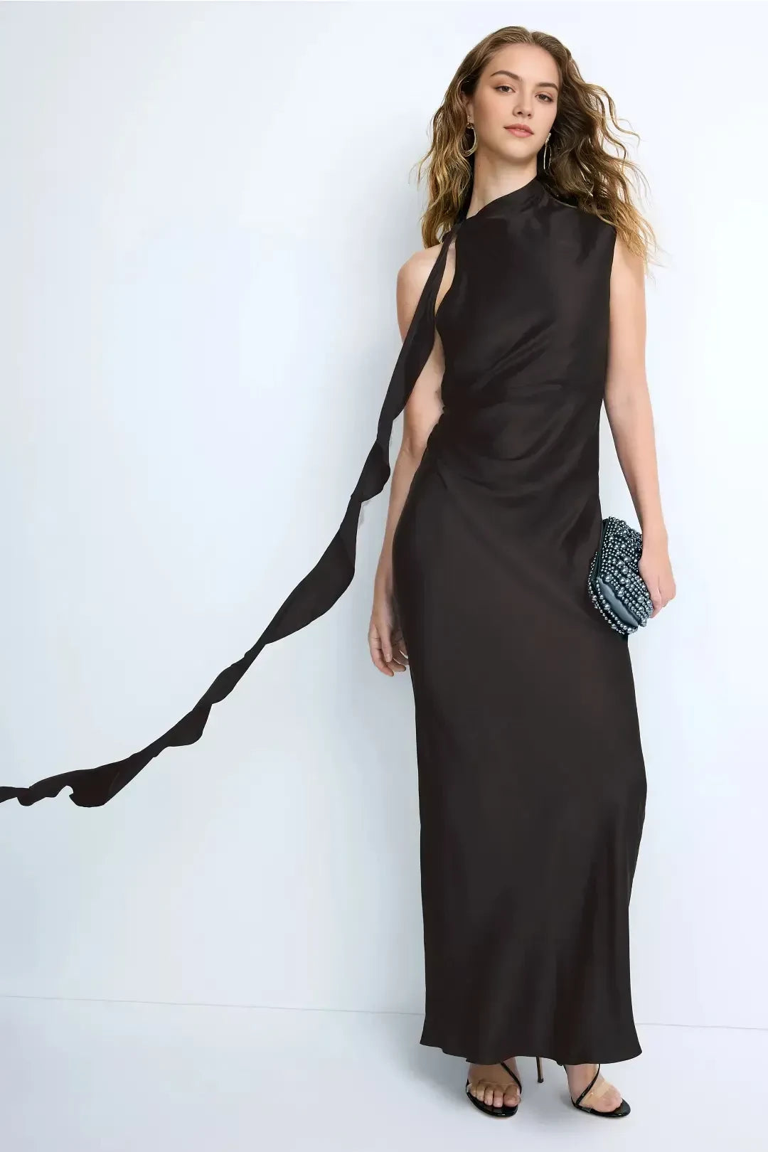 Enchanting Sheath Asymmetric Neck Sleeveless Open Back Floor Length Plus Size Prom Dress