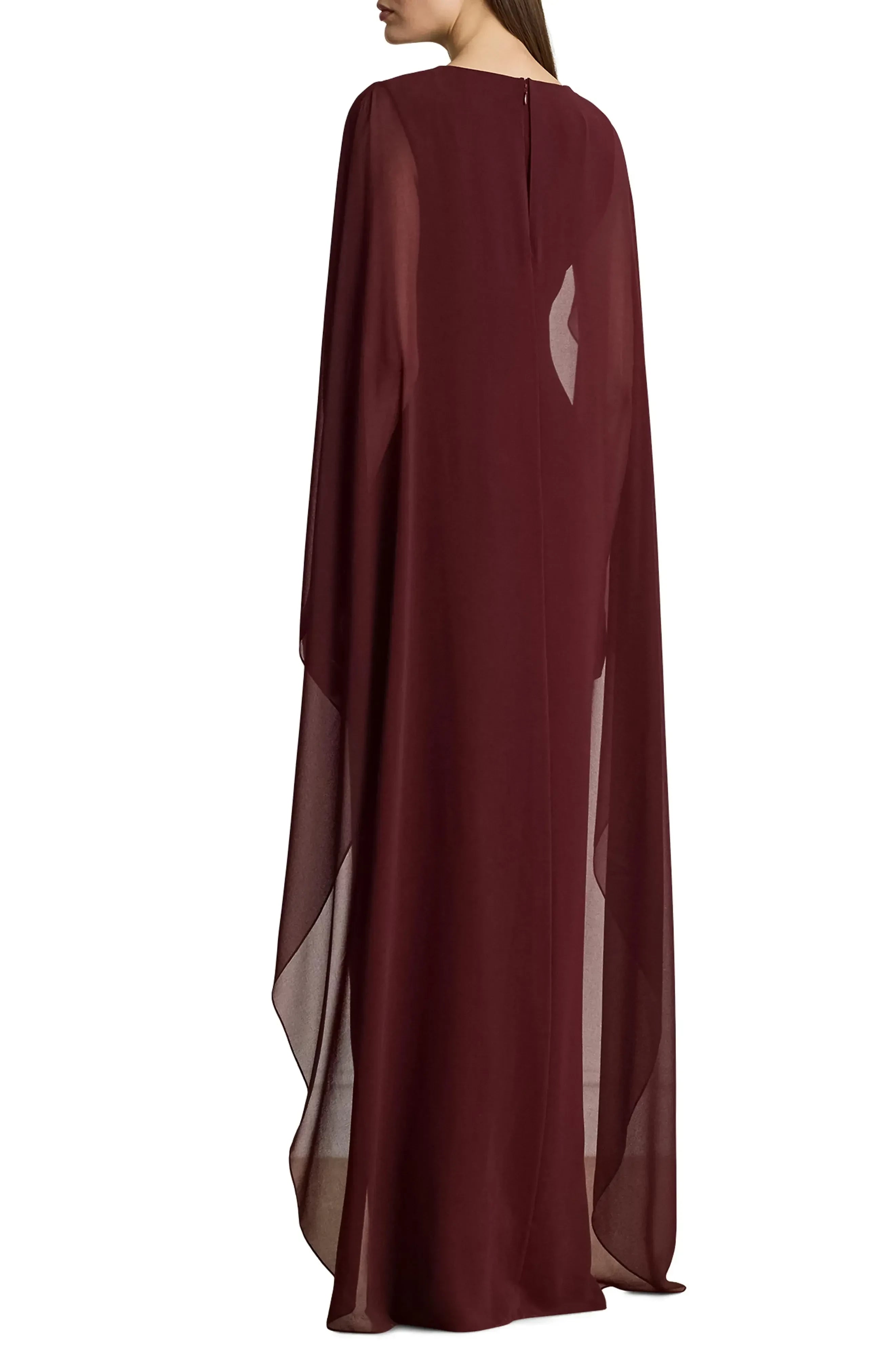 Enchanting Sheath Boat Neck Cape Sleeve Plain Back Floor Length Evening Dress