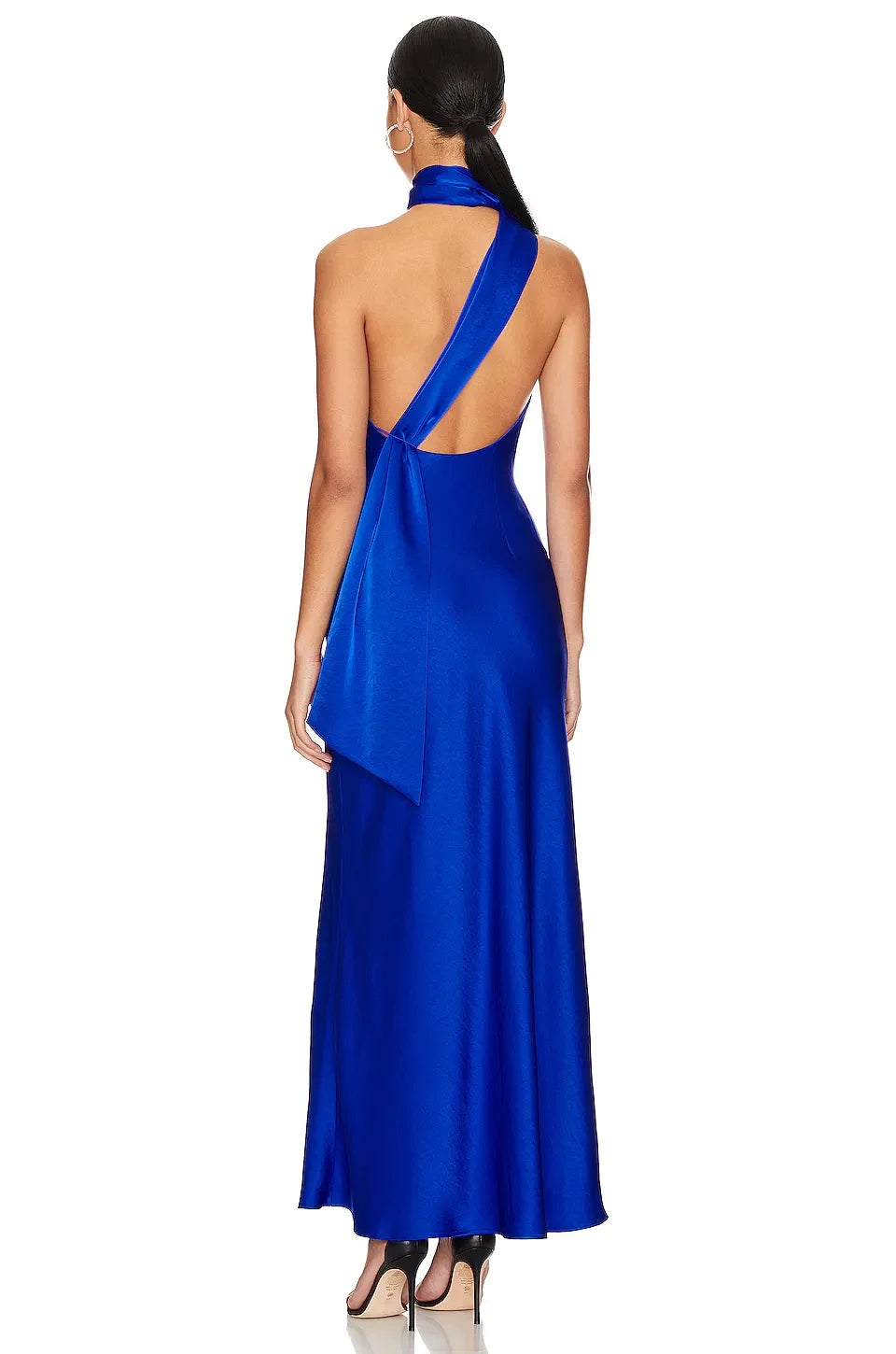 Enchanting Sheath Halter Neck Sleeveless Draped Back Floor Length Evening Dress