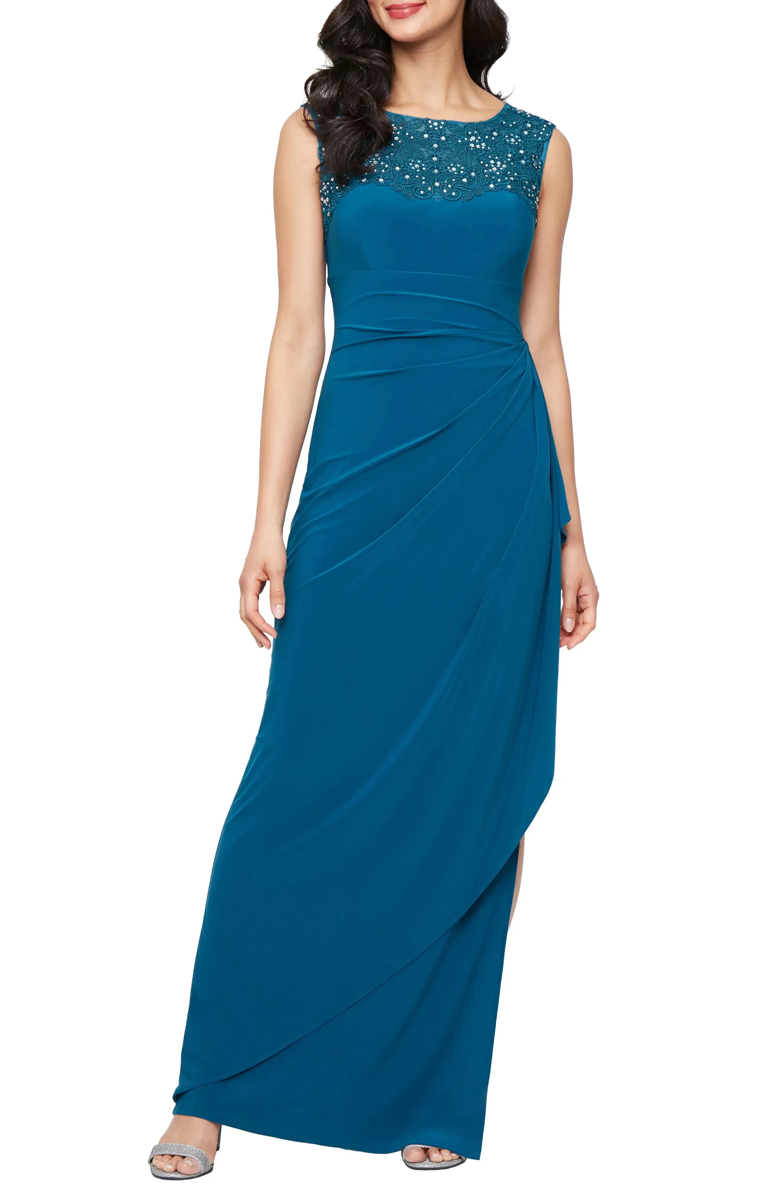 Enchanting Sheath Jewel Neck Sleeveless Zipper Back Floor Length Evening Dress