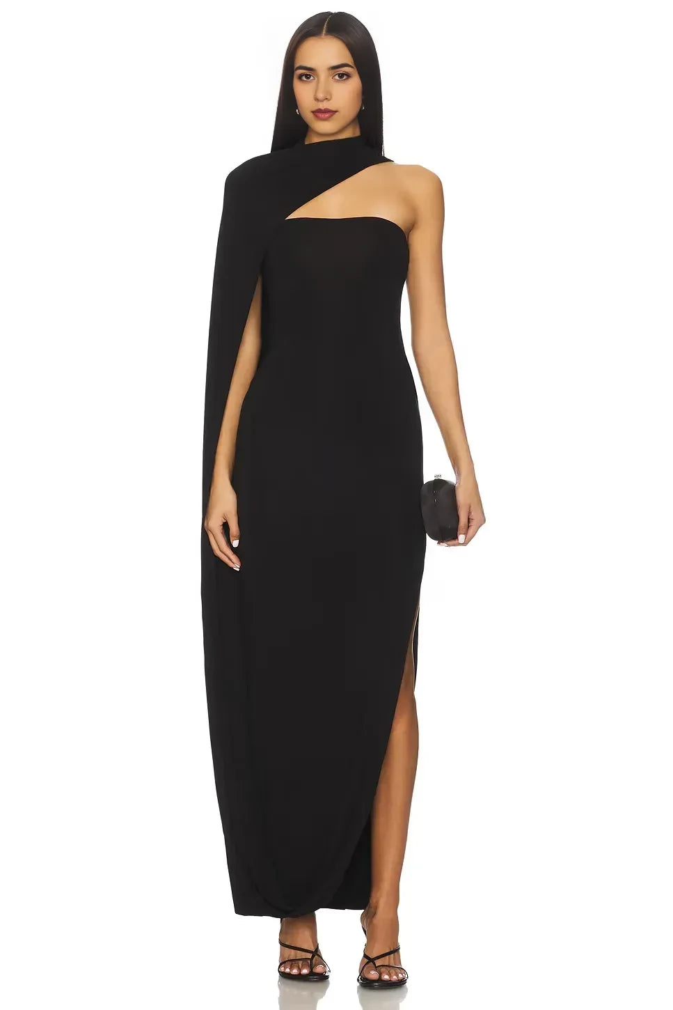 Enchanting Sheath One Shoulder Cape Sleeve Zipper Back Floor Length Evening Dress