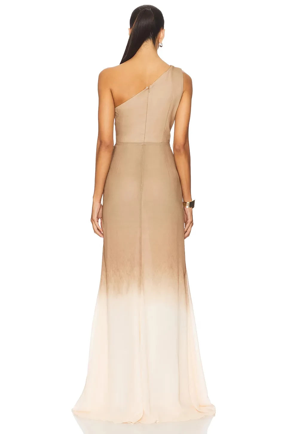 Enchanting Sheath One Shoulder Ombre Knot Sleeveless Zipper Back Floor Length Evening Dress