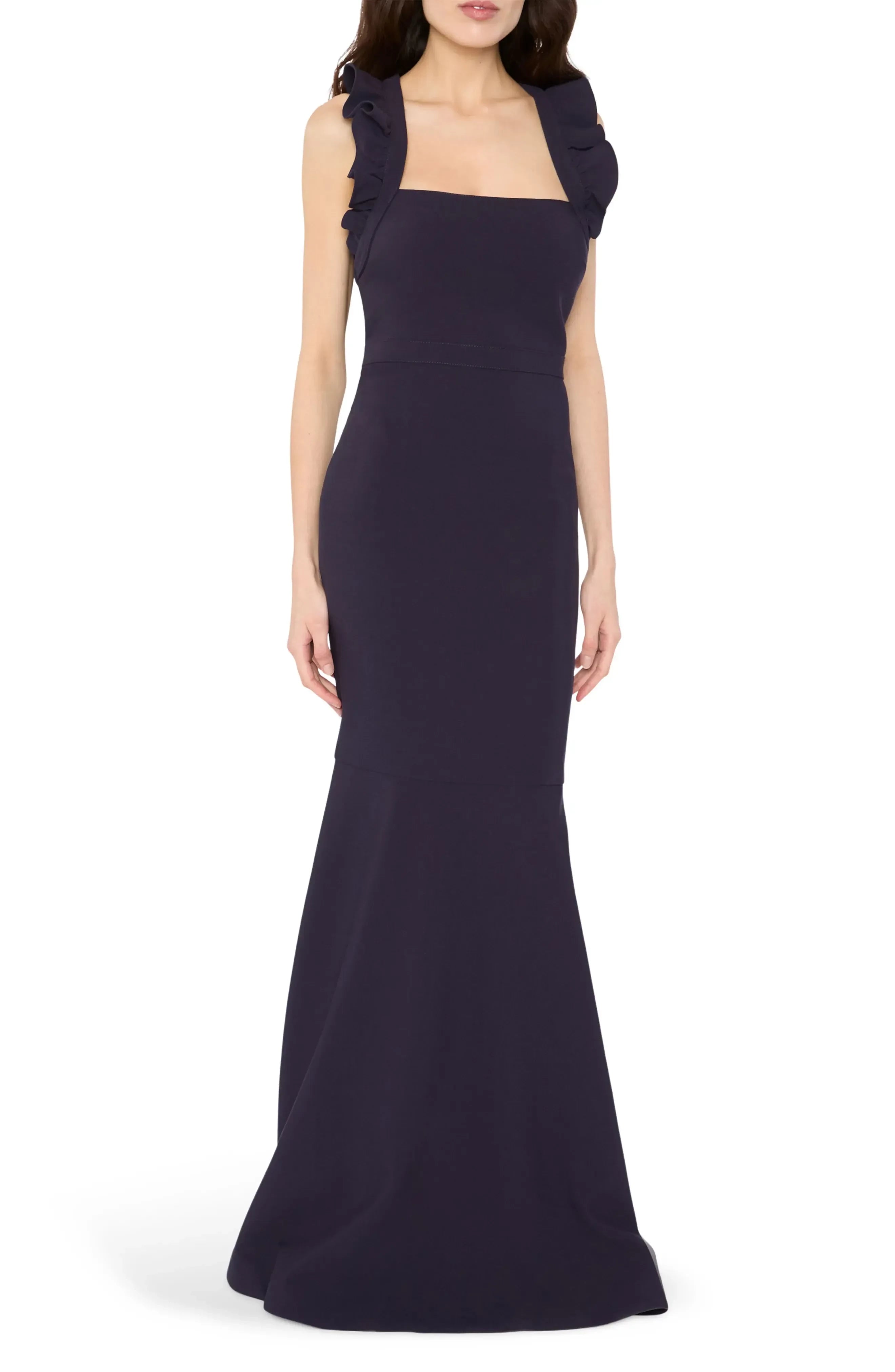 Enchanting Sheath Square Neck Sleeveless Cutout Back Floor Length Evening Dress