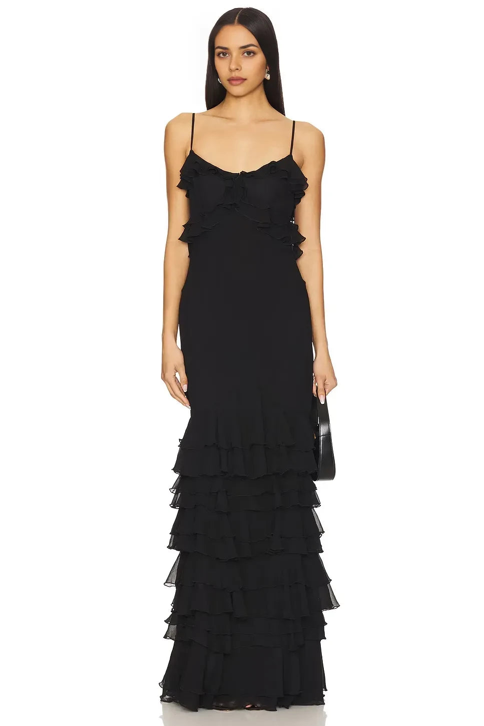 Enchanting Sheath V Neck Sleeveless Ruffled Back Floor Length Evening Dress