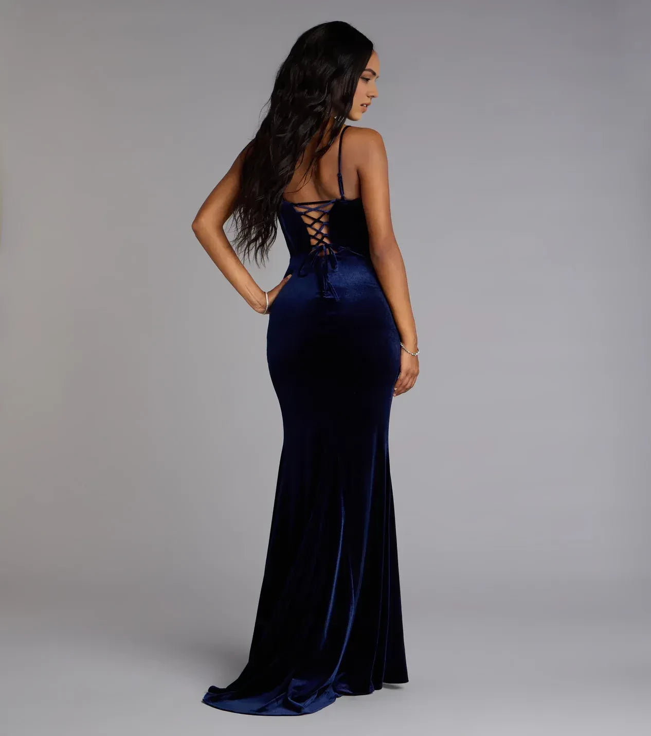 Enchanting Trumpet Sweetheart Neck Spaghetti Strap Lace Up Back Floor Length Prom Dress