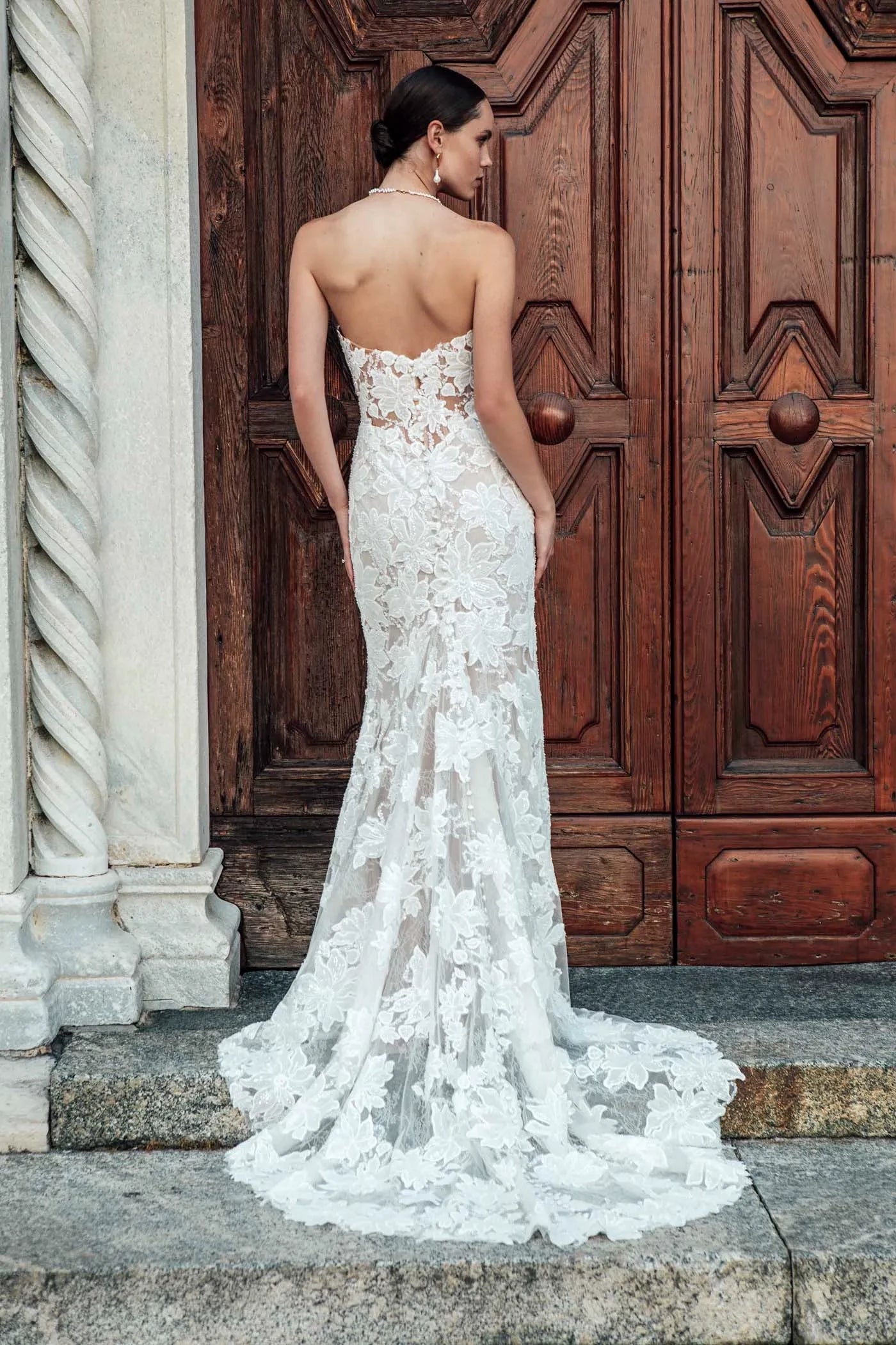 Enchanting Trumpet Sweetheart Neckline Sleeveless Open Back Floor Length Wedding Dress