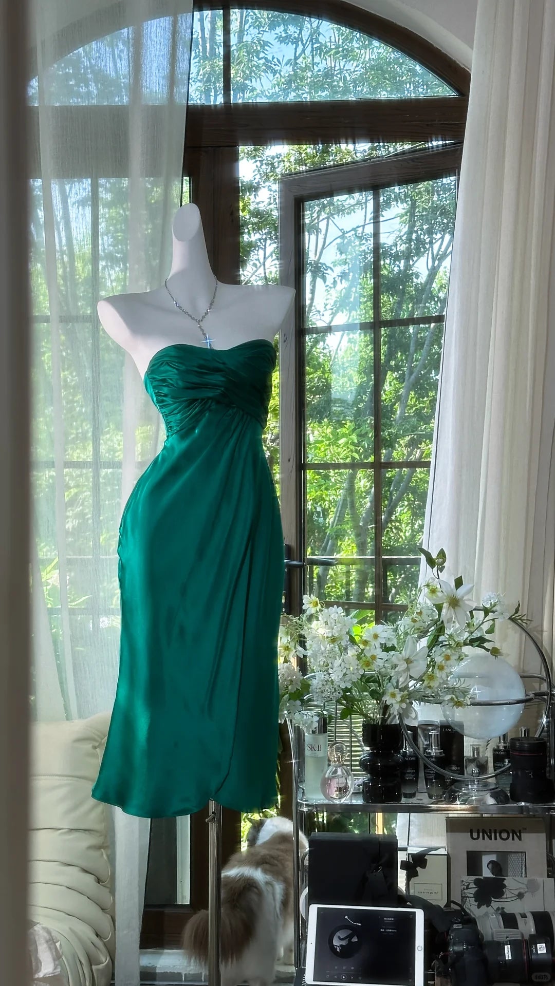 Enchanting Dark Green Sweetheart Strapless Sheath Satin  Prom Dress Party Dress Cocktail Dress Homecoming Dress Evening Dress