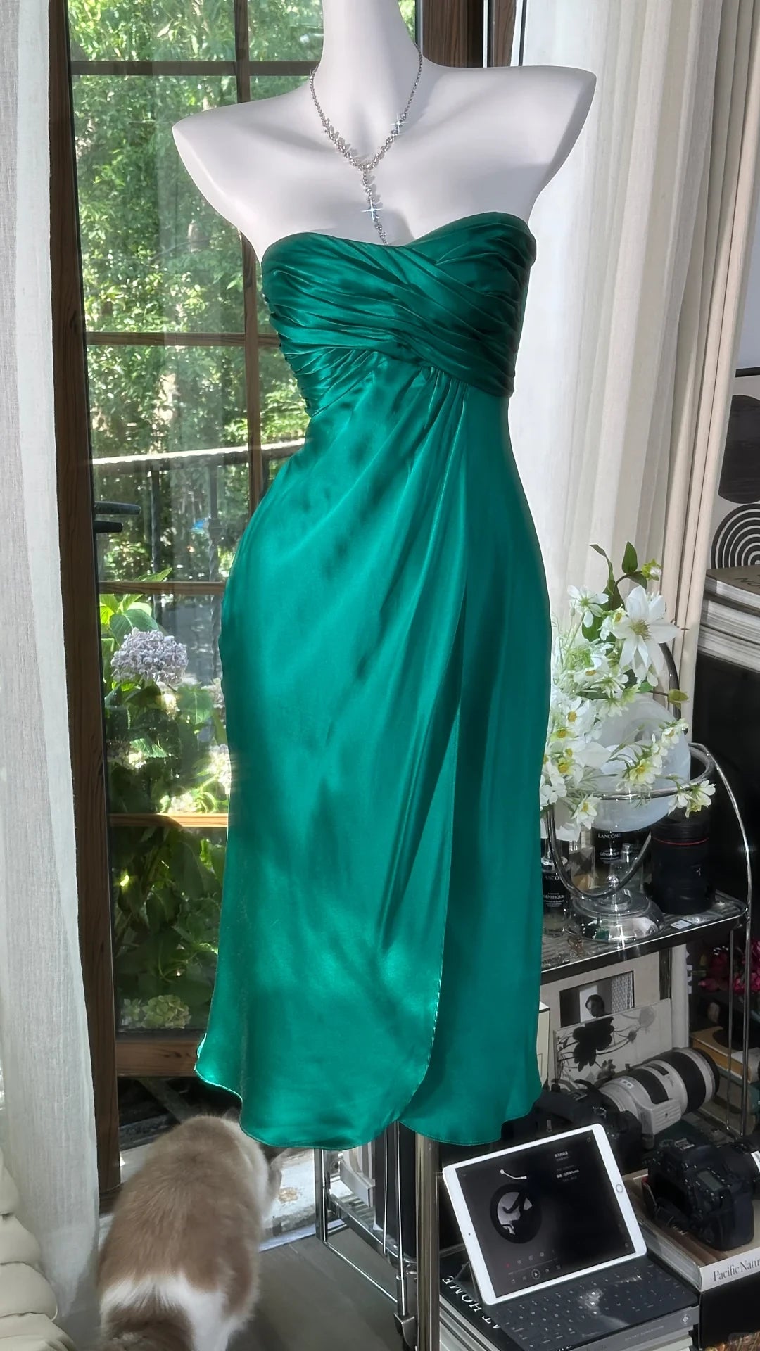 Enchanting Dark Green Sweetheart Strapless Sheath Satin  Prom Dress Party Dress Cocktail Dress Homecoming Dress Evening Dress