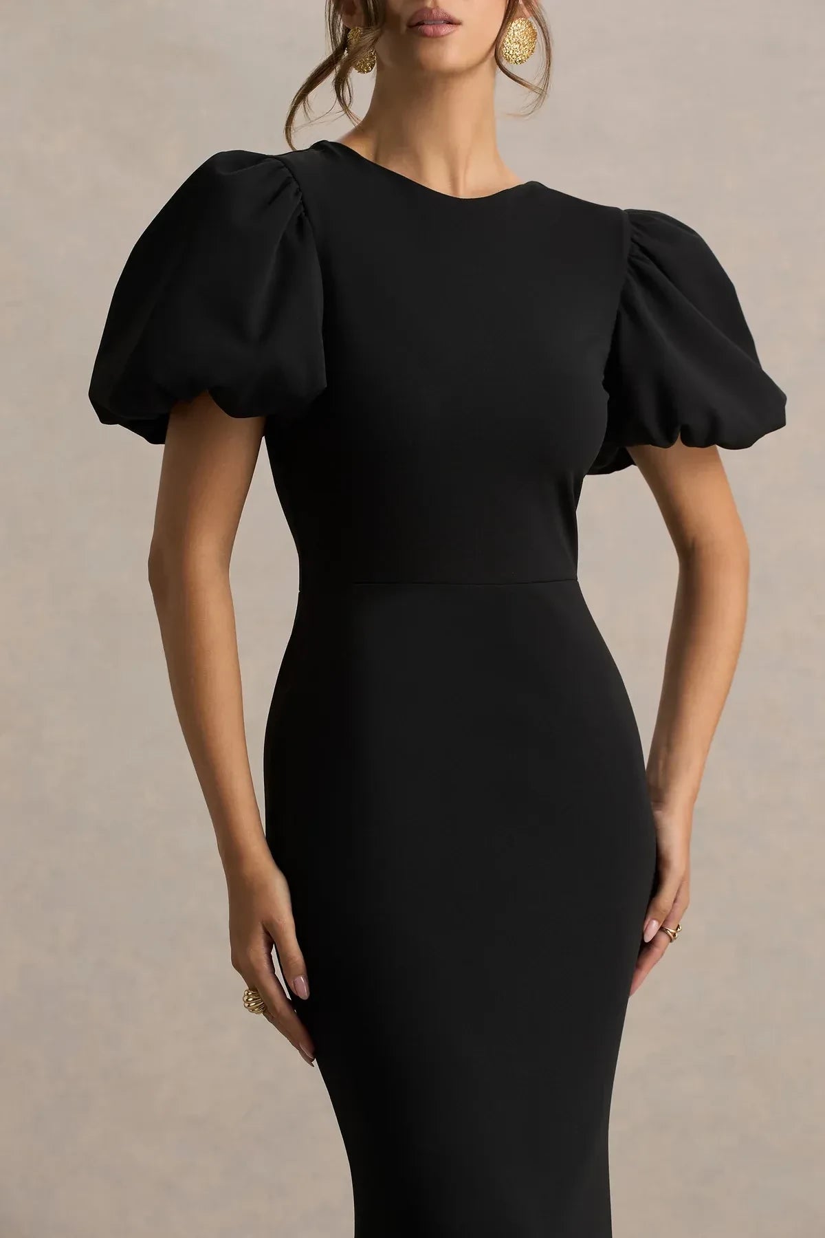 Enthralling Mermaid Boat Neck Puff Sleeve Bow Back Floor Length Evening Dress