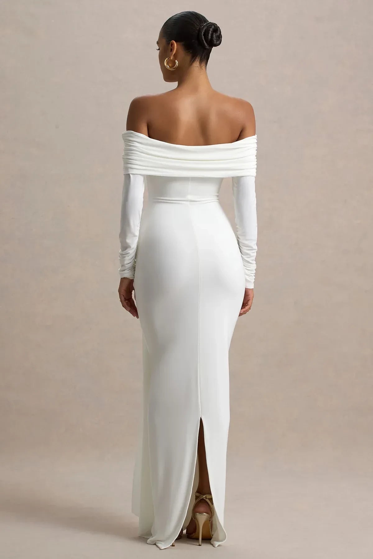 Enthralling Mermaid Off Shoulder Draped Sleeve Knot Detail Floor Length Evening Dress