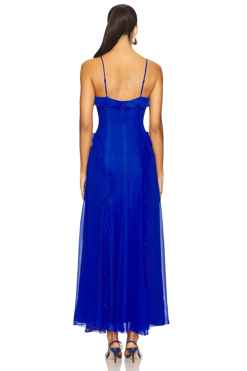 Ethereal A Line Sweetheart Neck Ruffled Sleeve Floor Length Prom Dress