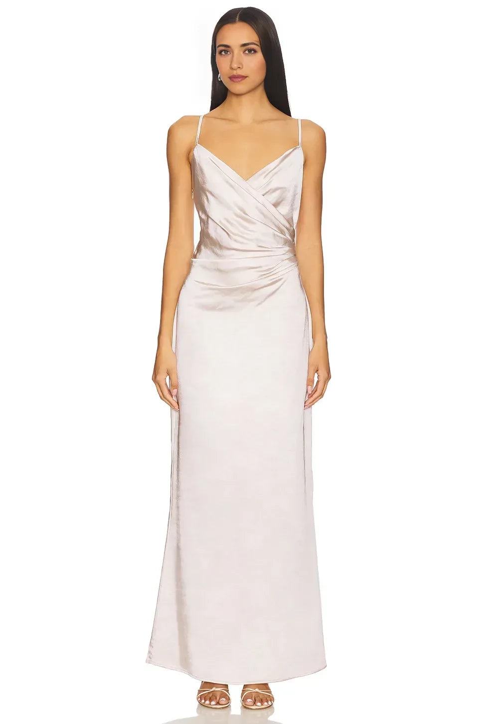 Ethereal Sheath Cowl Neck Sleeveless Scoop Back Floor Length Prom Dress
