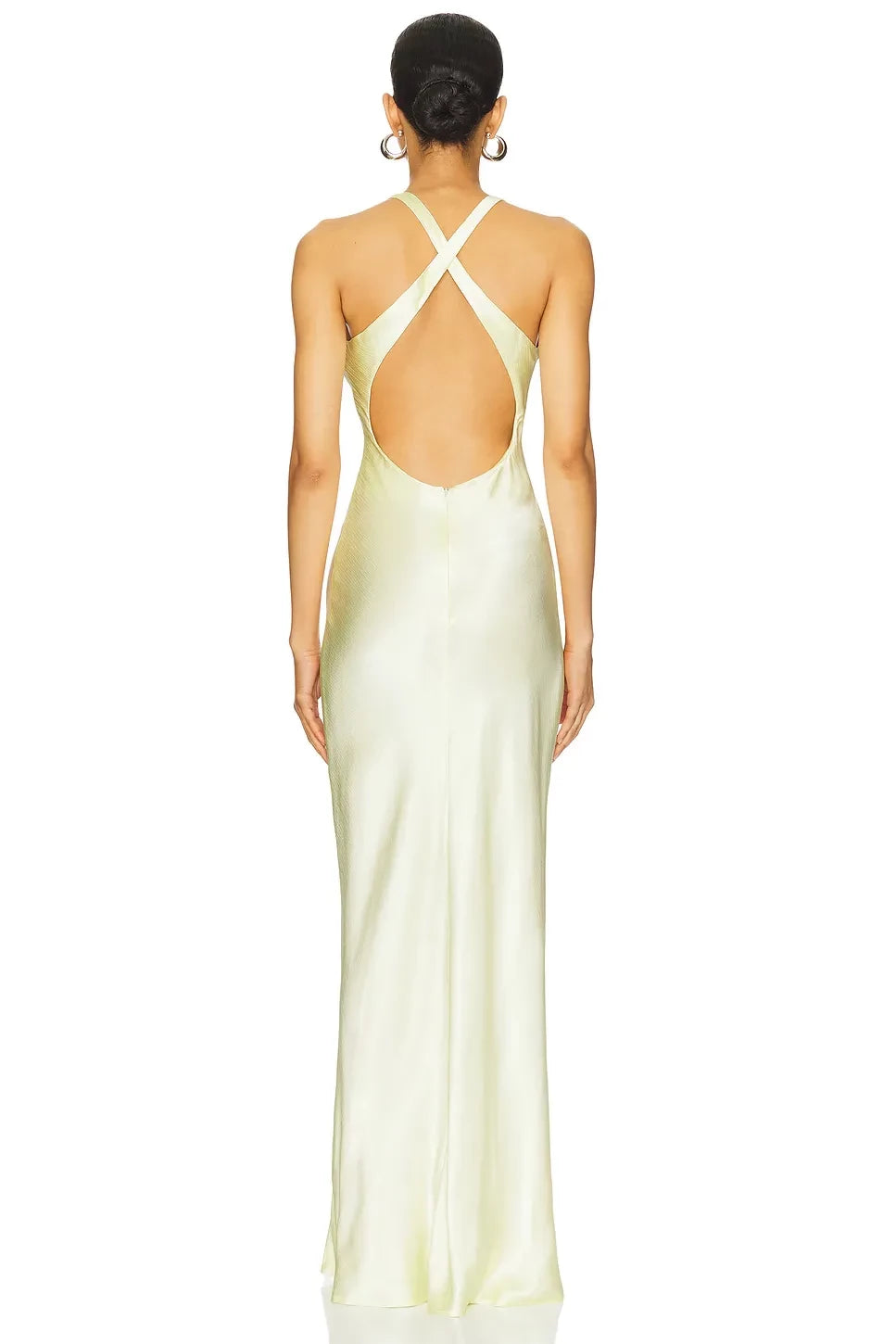 Ethereal Sheath Halter Neck Sleeveless Crisscross Back Floor Length Prom Dress