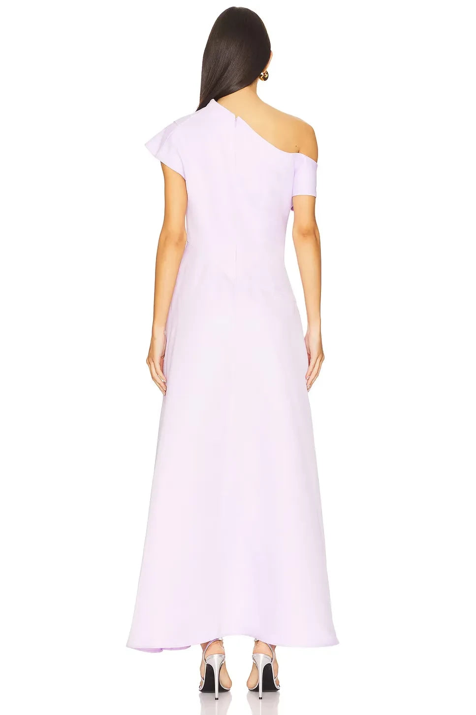 Ethereal Sheath One Shoulder Short Sleeve Zipper Back High Low Evening Dress