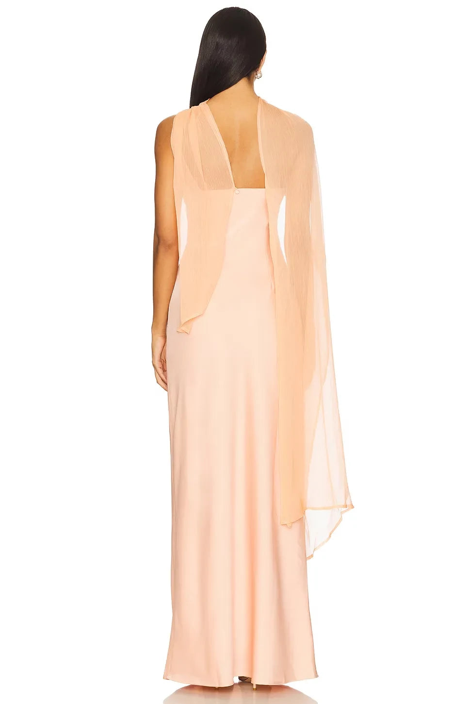 Ethereal Sheath Strapless Cape Sleeve Cutout Back Floor Length Evening Dress