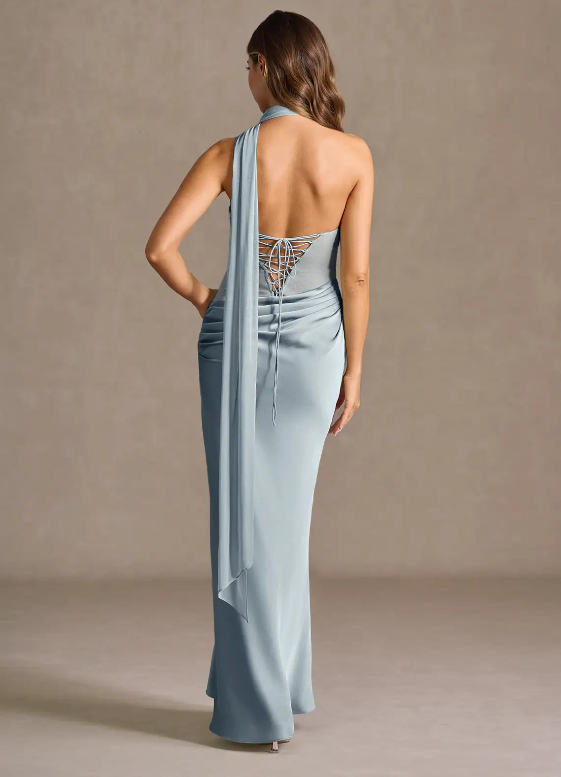 Ethereal Sheath Sweetheart Halter Accent Lace Up Back Floor Length For Sale Prom Dress