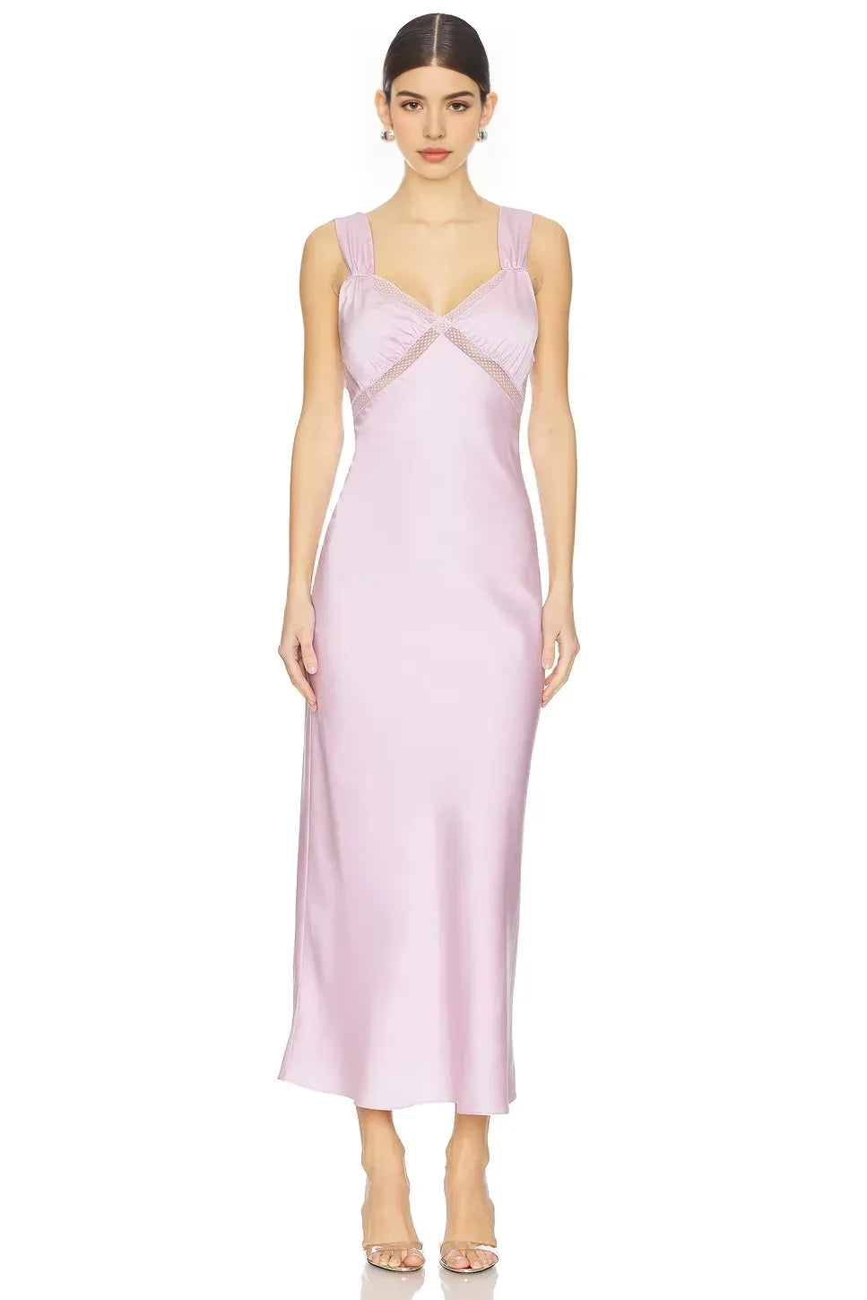 Ethereal Sheath Sweetheart Neck Lace Detail Tie Back Midi Length Prom Dress