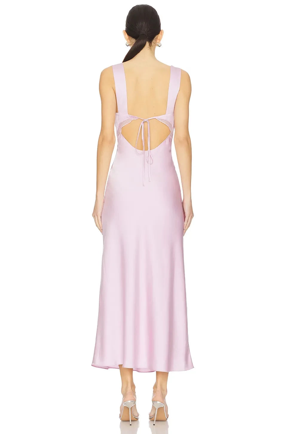 Ethereal Sheath Sweetheart Neck Lace Detail Tie Back Midi Length Prom Dress