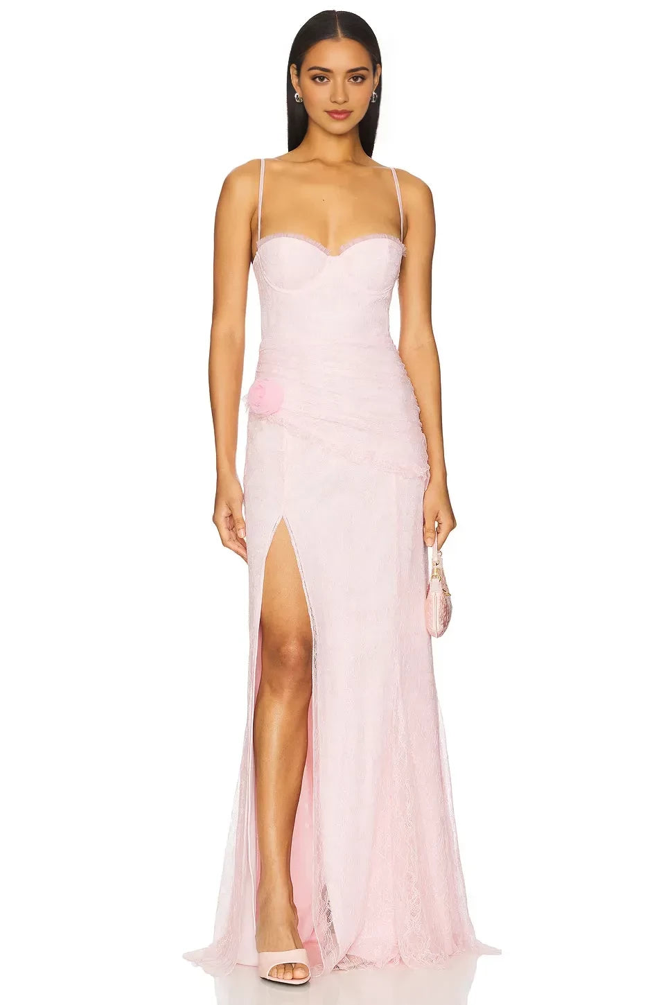 Ethereal Sheath Sweetheart Neck Spaghetti Strap Ruched Side Floor Length Evening Dress