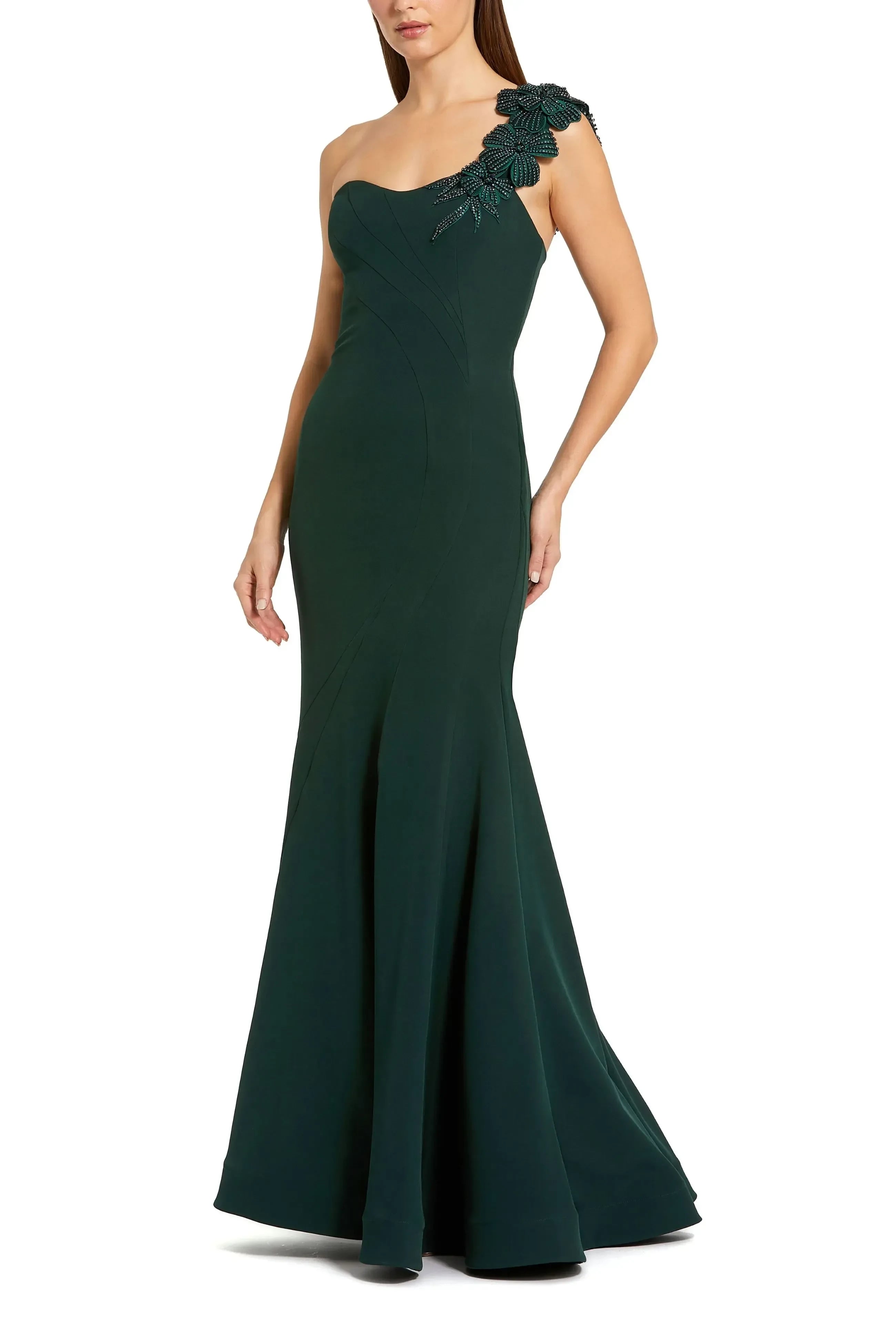 Exquisite Mermaid One Shoulder Sleeveless Open Back Floor Length Evening Dress