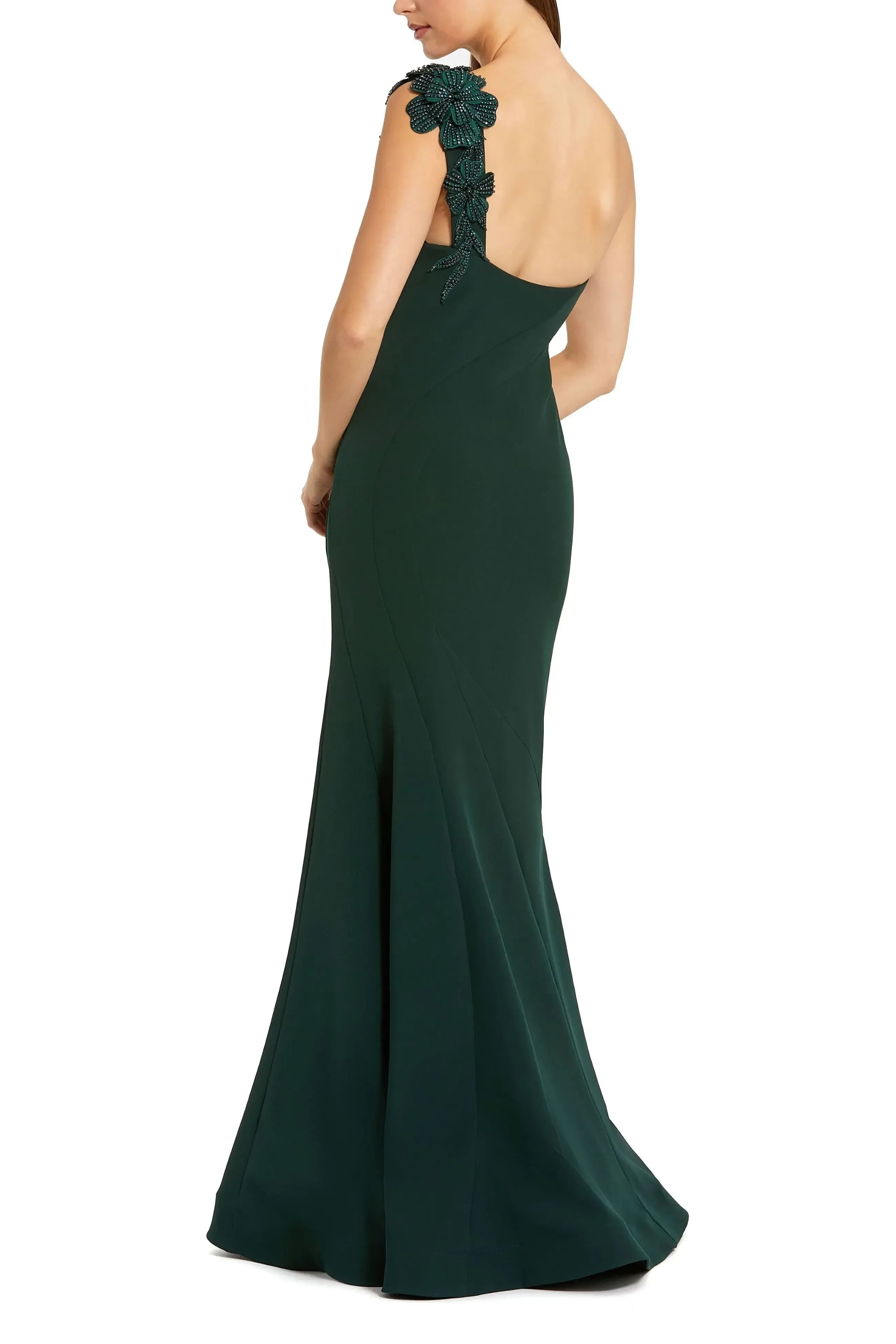 Exquisite Mermaid One Shoulder Sleeveless Open Back Floor Length Evening Dress