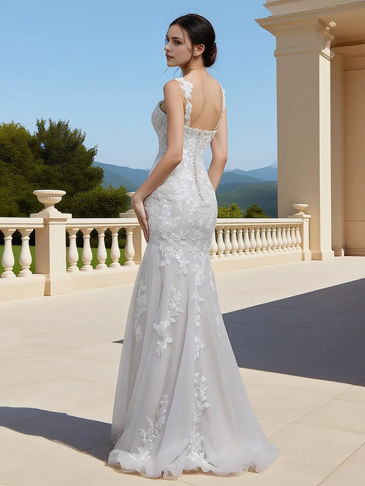 Exquisite Mermaid Sweetheart Spaghetti Strap Lace Up Back Floor Length Wedding Dress