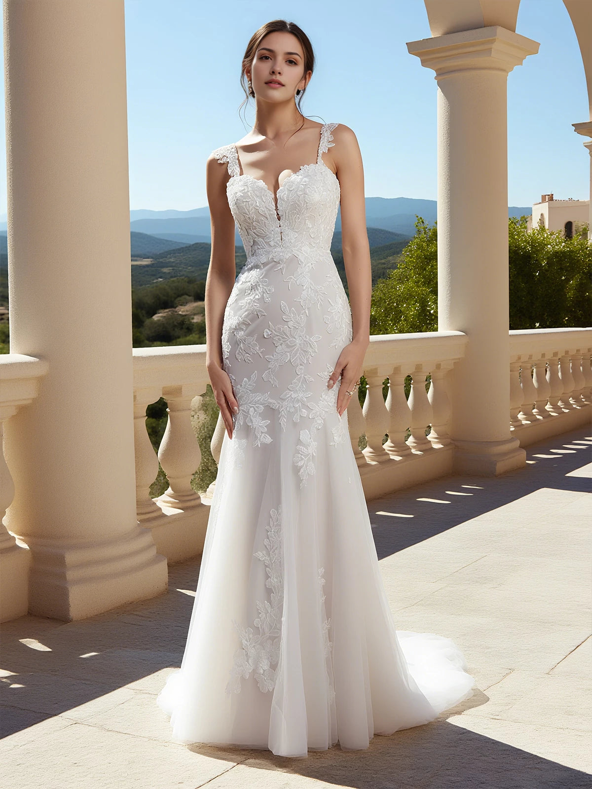 Exquisite Mermaid Sweetheart Spaghetti Strap Lace Up Back Floor Length Wedding Dress