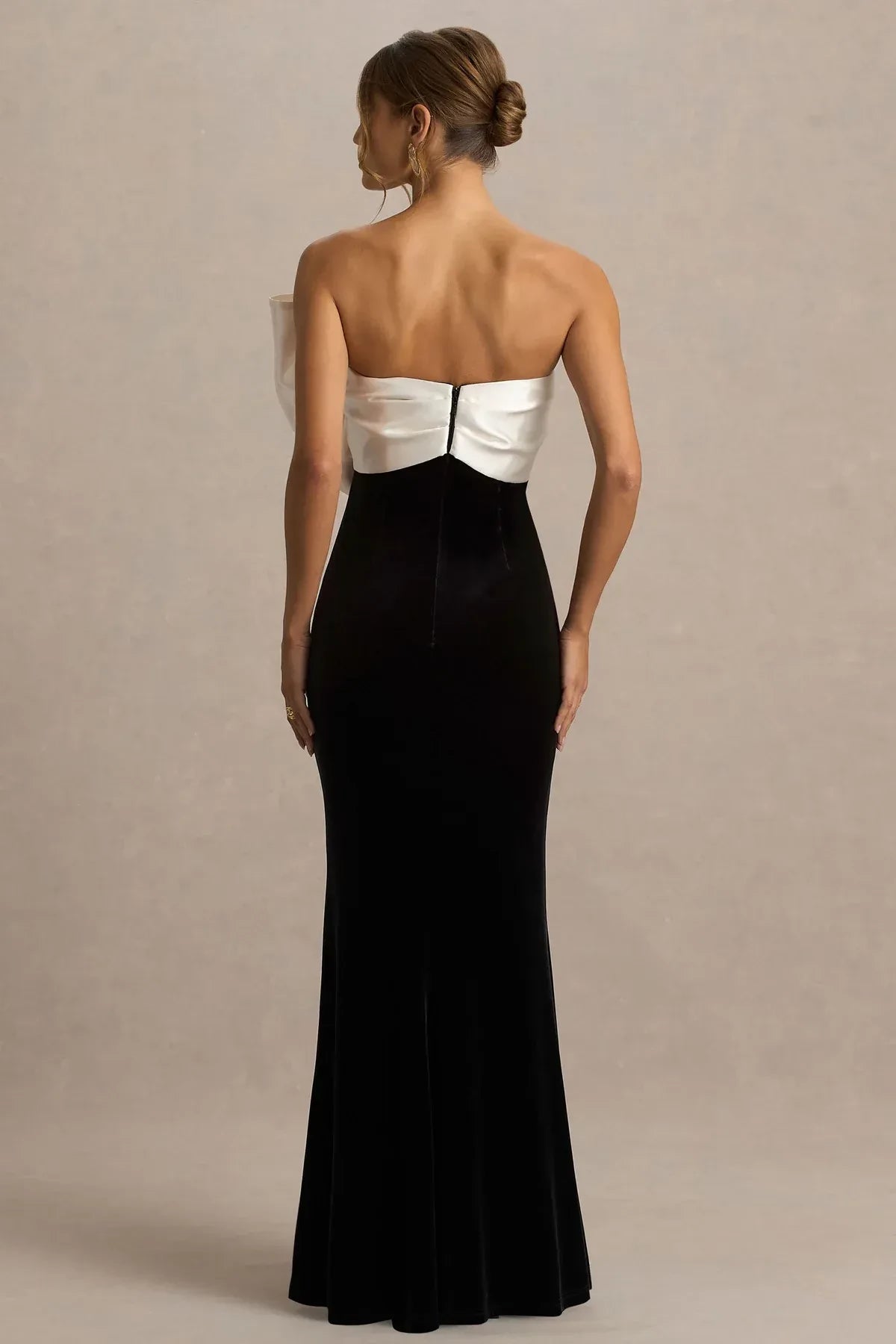 Eye Catching Mermaid Strapless Sleeveless Bow Back Floor Length Evening Dress