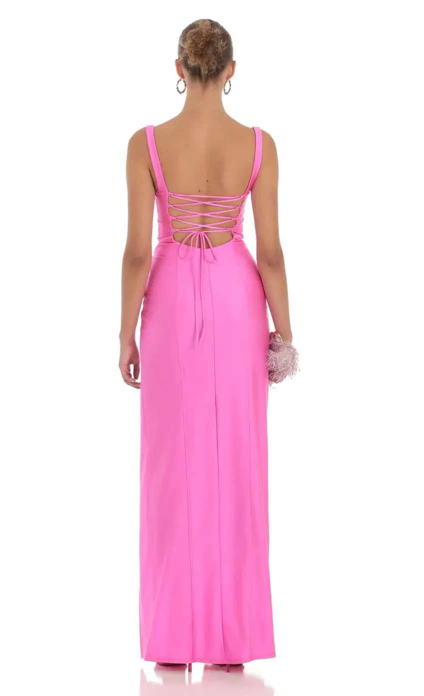 Eye Catching Sheath Square Neck Sleeveless Lace Up Back Floor Length Evening Dress