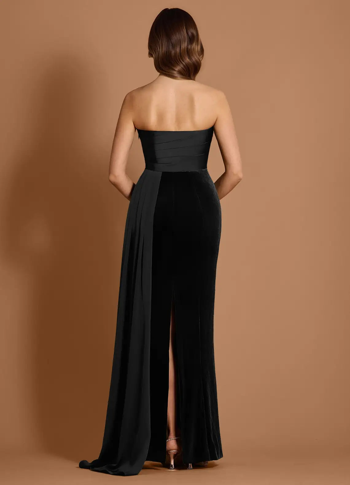 Fabric Mixed Mermaid Strapless Sleeveless Open Back Floor Length For Sale Prom Dress