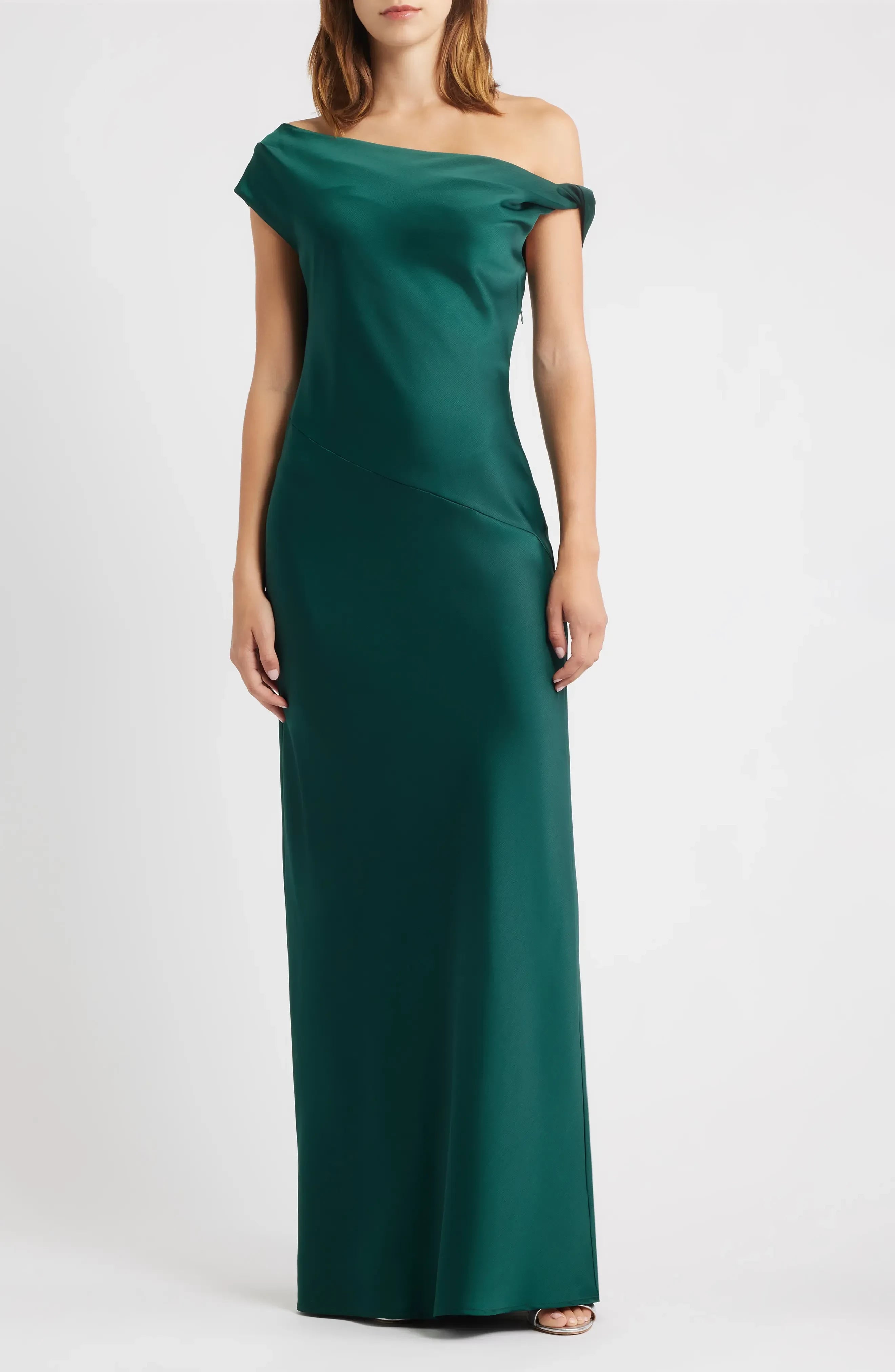 Fascinating Sheath One Shoulder Knot Sleeveless Open Back Floor Length Evening Dress